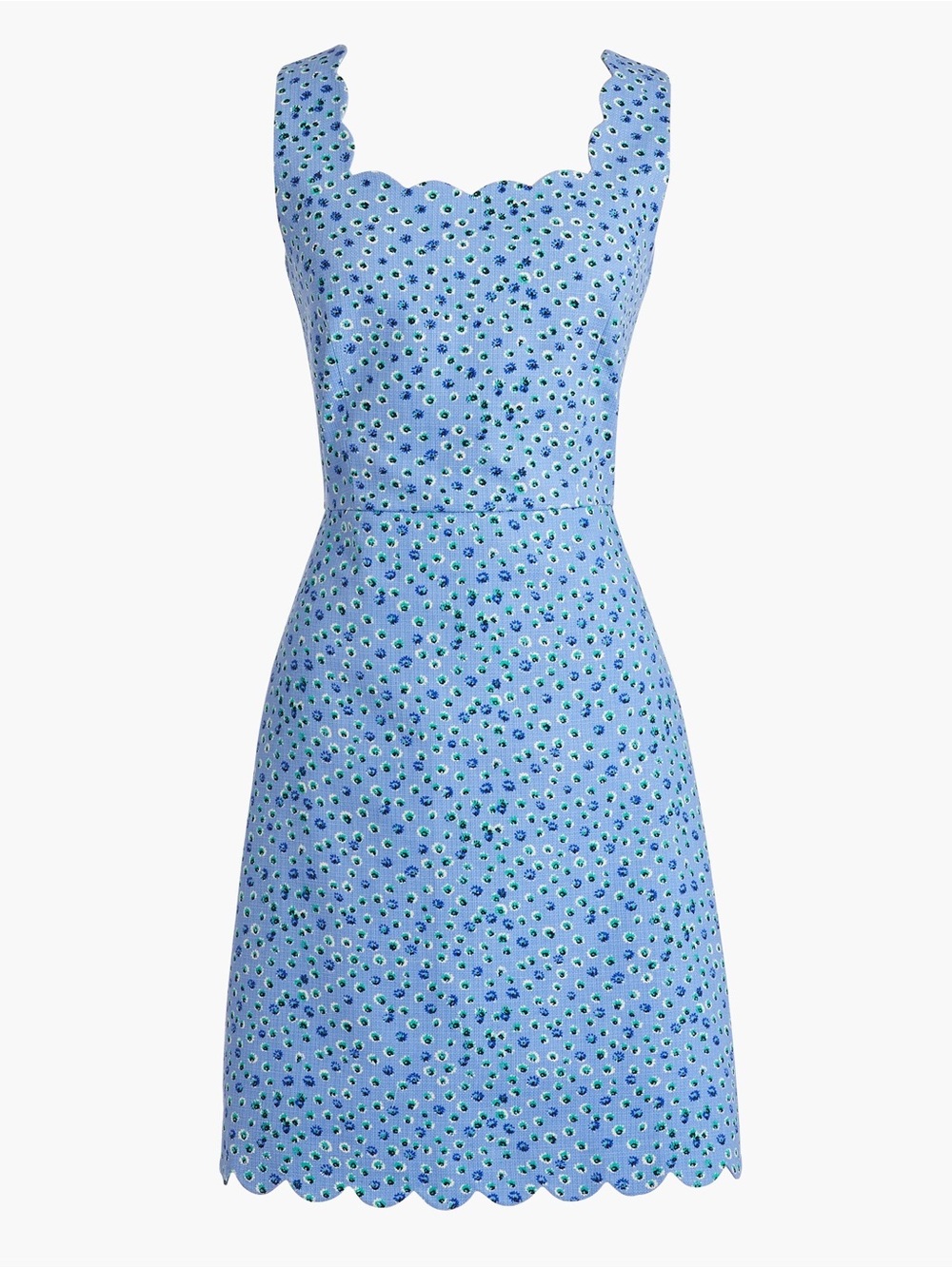 J. Crew blue floral basketweave scallop edge cotton sleeveless dress size 0